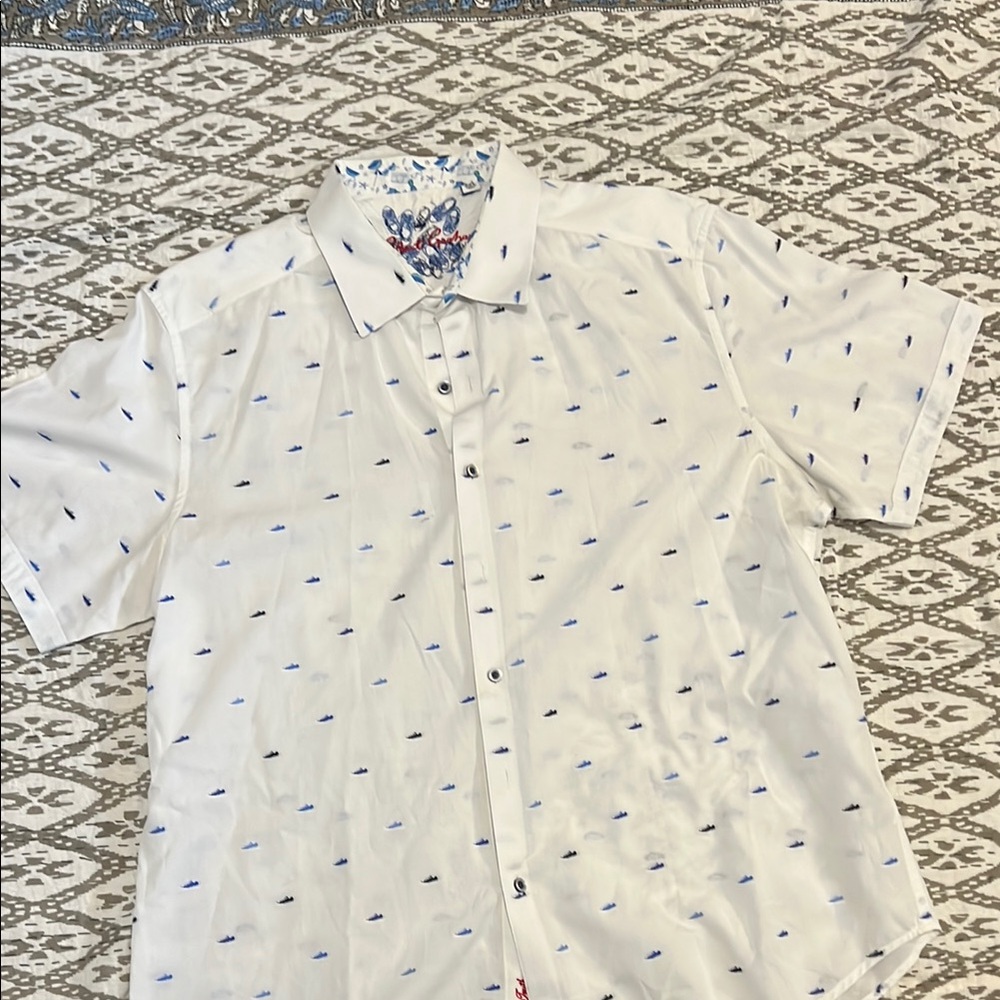 Robert Graham Men's White Patterned Shirt XXL